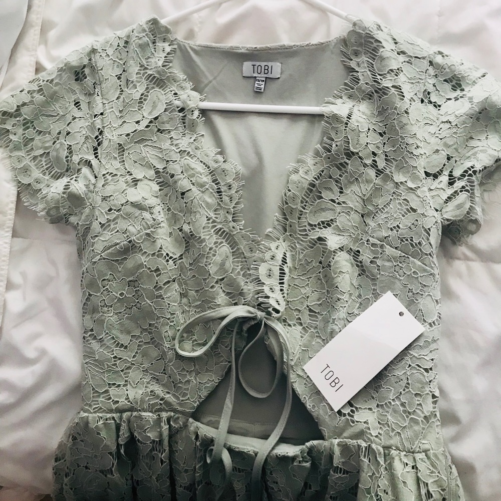 NWT tobi lace sage green dress